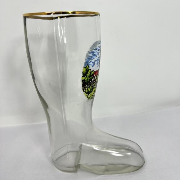 October Fest Liquor Beer Boot GLASS Cup Augsburg Pressed Clear Collect RARE VTG - Picture 9 of 12